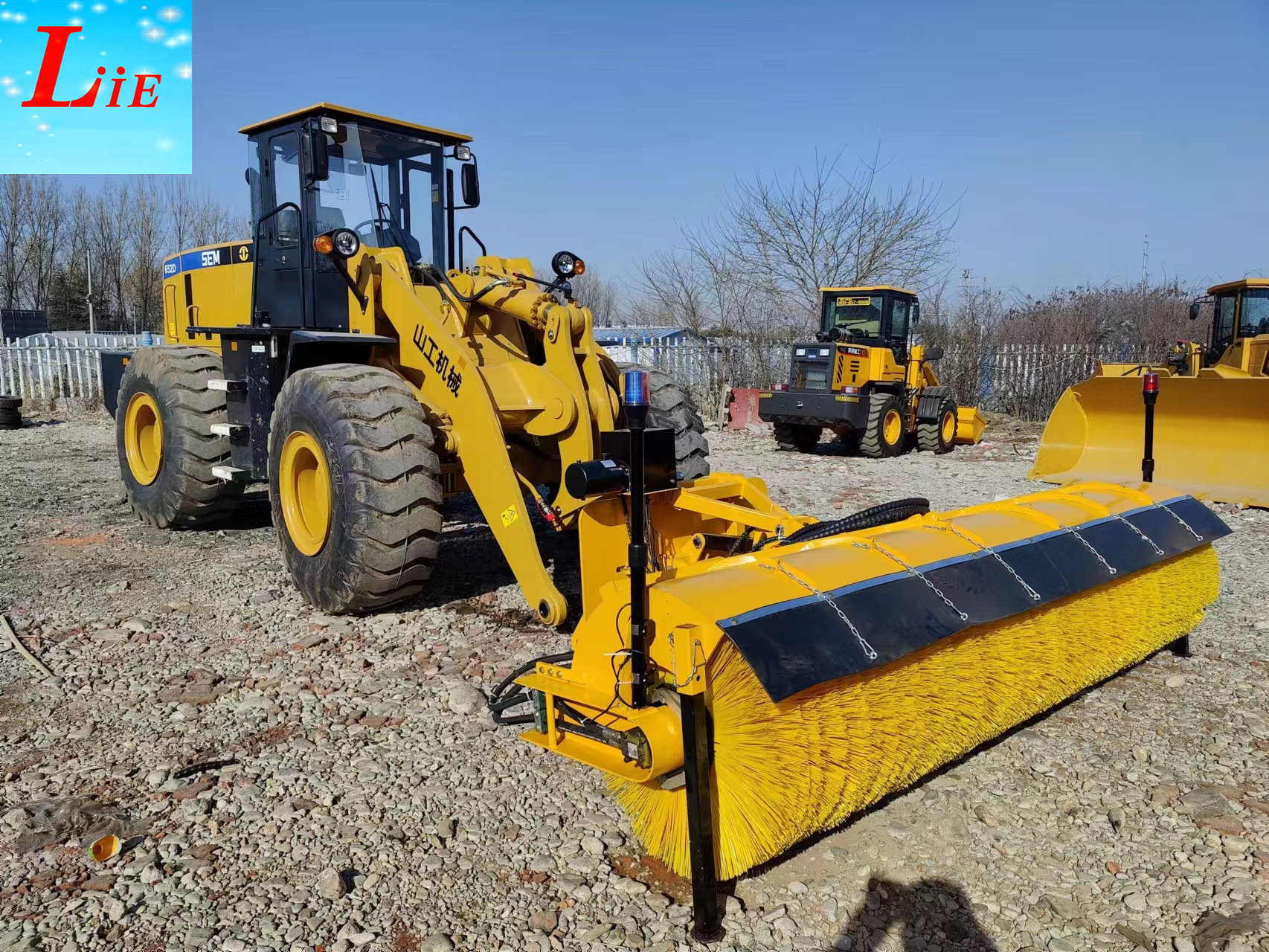 Chinese mini front wheel loader with snow sweeper attachments construction equipments